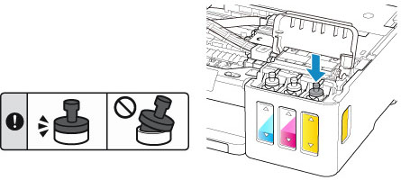 Tapón completamente insertado, sin deformar su goma.